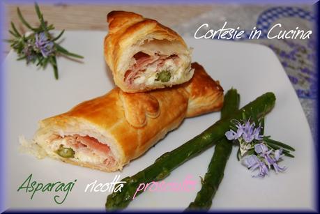 Piccoli Strudel Salati con ricotta prosciutto e asparagi