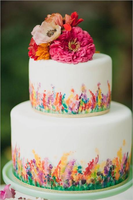 Decorazioni a mano: le Watercolor Wedding cake