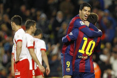 Barcellona-Almeria 4-0: delizia di Messi e doppio Suarez