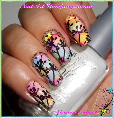 Rainbow Manicure And Dandelions With  Born Pretty BP-L Plate
