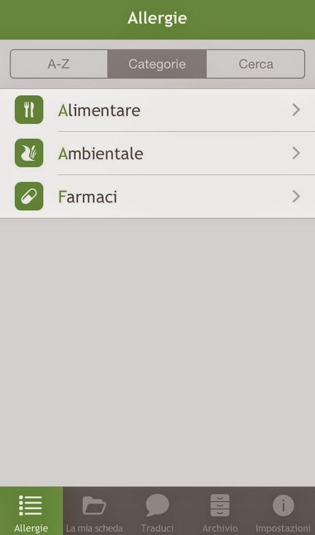 Una applicazione per archiviare tutte le allergie.