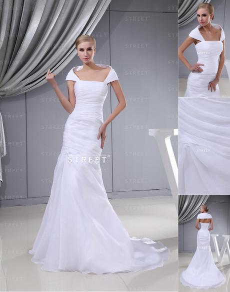 Graceful Square Neck Chiffon Mermaid Elegant Modern Wedding Dress