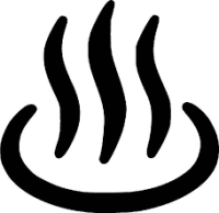 Il simbolo universale degli onsen, acqua fumante