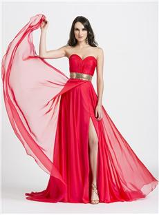 Elegant A Line Sweetheat Beading Split Front Sweep Train Long Prom Dress