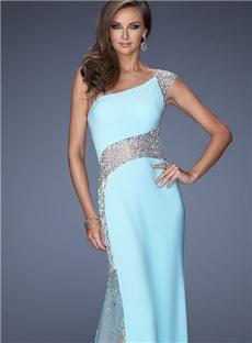 Gorgeous One Shoulder Floor Length Beadings A Line Evening Prom Dresses
