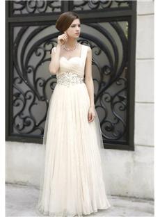 Graceful A Line Floor Length Sweetheart Empire Waistline Beadings Prom Dress