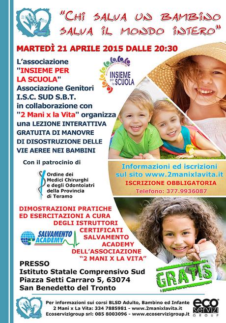 Manovre di disostruzione pediatrica: lezione interattiva a S. Benedetto (Ap)