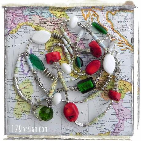 ITALIA150-collana-altered-art-cartina-geografica-tricolore-150-anniversario-unita-italia-necklace 150cm