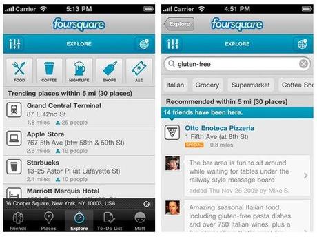 Foursquare versione 3 ha anche le recensioni dei luoghi vicini