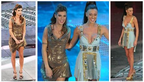 4° serata Sanremo: Vivienne Westwood & Fausto Puglisi per Elisabetta Canalis & Cleopatra Rodriguez