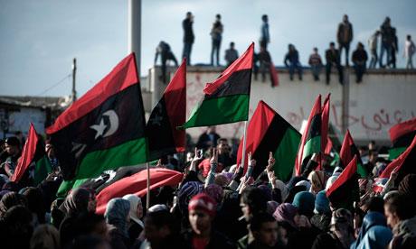 Libyan protesters in Benghazi