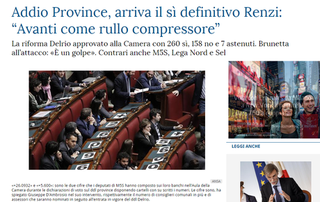 Il rullo compressore delle province