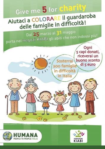 Fino al 31 maggio: raccolta abiti per le famiglie bisognose, in cambio buoni scontro Kiabi