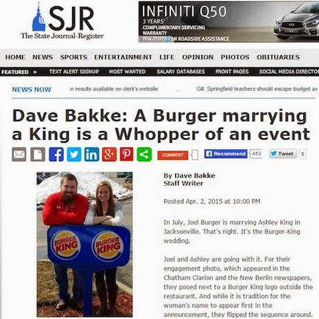 Il Gratuito Matrimonio del Signor Burger con la Signorina King.