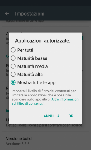 Come impostare dei filtri per il download dal Play Store