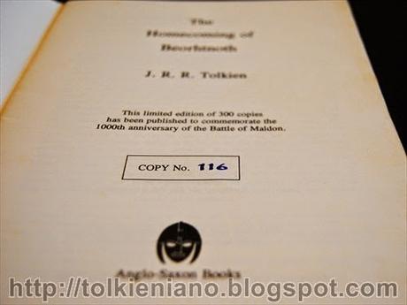 The Homecoming of Beorhtnoth di Tolkien, edizione speciale in 300 copie per i 1000 anni della Battaglia di Maldon