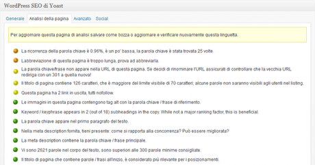 Analisi della pagina - WordPress SEO by yoast