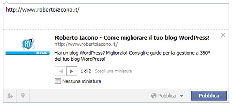 Anteprima della mia homepage su facebook