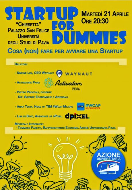 PAVIA “Startup for Dummies” per una serata di approfondimento