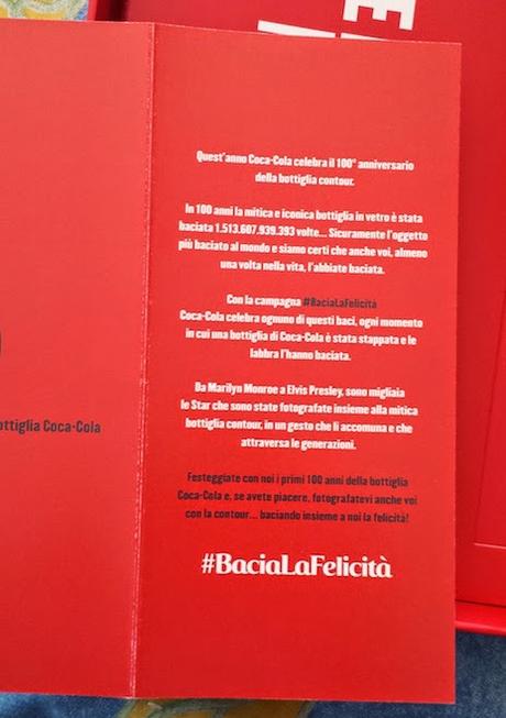 Coca Cola: bacia la felicità - mailing a influencer (io :-)