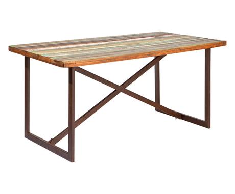 Tavolo in legno massello e metallo effetto etnico