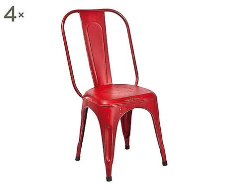 Set di 4 sedie monoscocca in metallo rosso