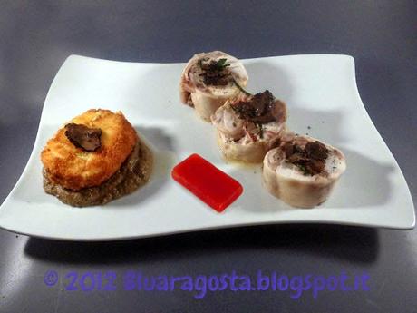 rotolo di coniglio con duxelles di funghi e burrata croccante