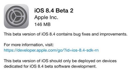 Apple rilascia la seconda beta di iOS 8.4