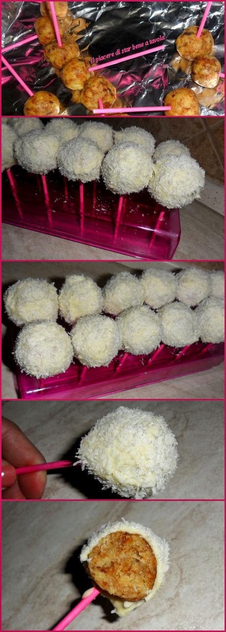 Cake Pops ricoperti di cioccolato bianco e cocco