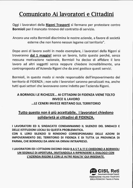 La Bormioli snobba Fidenza  e riduce l'indotto locale