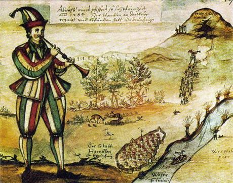 Il-pifferaio-di-Hameln-illustrazione-Augustin-von-Moersperg-1592-Acquarello-