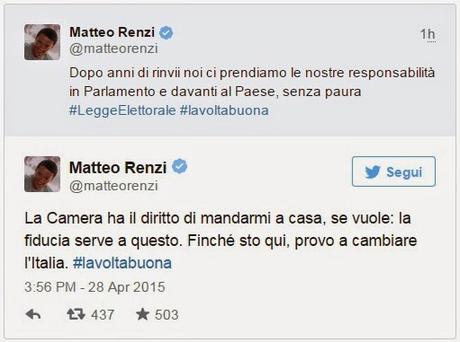 L'ITALICUM È UNA PORCATA? Se vogliono possono non votare la fiducia al governo e mandarlo a casa! Ma 'loro' vogliono?