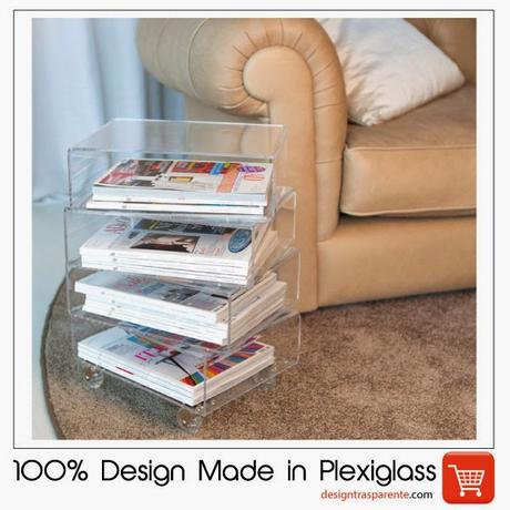  Tavolino portariviste in plexiglass trasparente