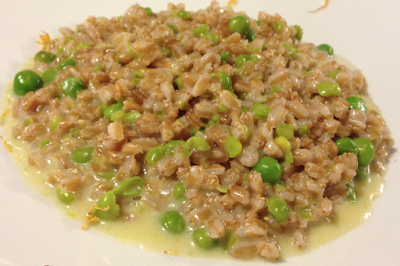 Con e Senza Bimby, Farro Piselli e Formaggio Salato