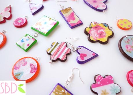 Ciondoli con scarti di fimo e carta - Pendants with Fimo and paper scrap