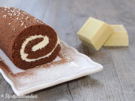 Rotolo al cacao al cioccolato bianco