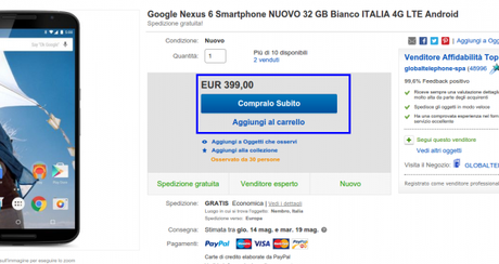 Google Nexus 6 Smartphone NUOVO 32 GB Bianco ITALIA 4G LTE Android   eBay