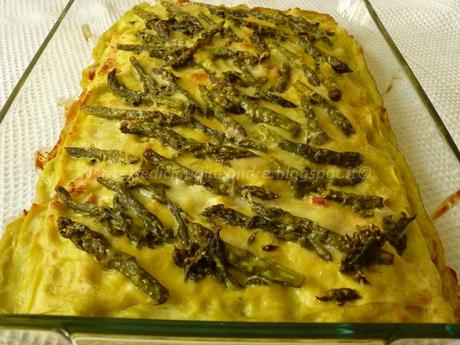 Lasagne con asparagi e prosciutto cotto