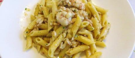 Pennette con triglie, scampi e limone