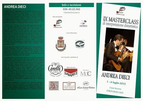 Andrea Dieci: IX edizione della Masterclass di interpretazione chitarristica a Etroubles (Aosta) dall’1 al 6 luglio 2015