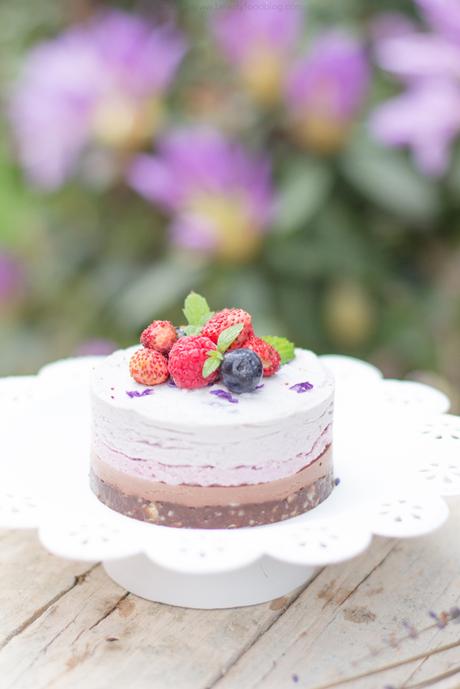 Cheesecake Raw al Cocco con Frutti di bosco e Lavanda | Vegan  & Gluten Free