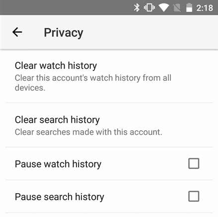 Youtube per Android 10.18 privacy