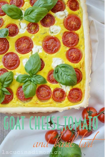 Goat cheese,tomato and basil tart - torta salata con formaggio di capra,pomodorini ciliegino e basilico fresco.