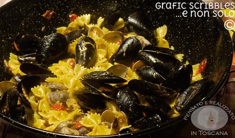 Farfalle bottarga, frutti di mare e zafferano