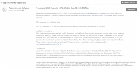 Apple rilascia la terza beta di OS X 10.10.4 Yosemite beta