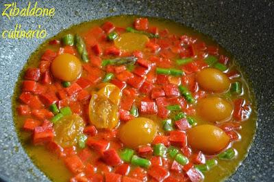 Linguine alle verdure colorate e cioccolato fondente