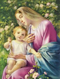Schema per il punto croce: Madonna e Bambino con Rosario