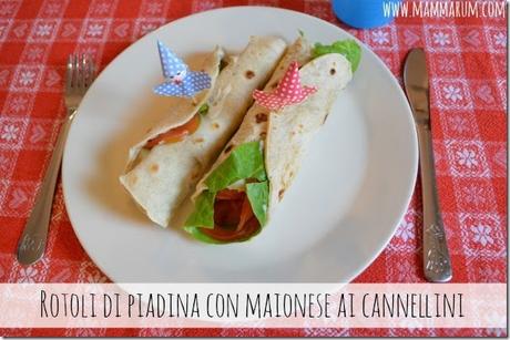 Rotoli di piadina con maionese di cannellini