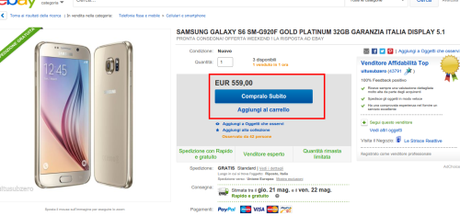 SAMSUNG GALAXY S6 SM G920F GOLD PLATINUM 32GB GARANZIA ITALIA DISPLAY 5.1 Il prezzo del Galaxy S6 continua a crollare giorno dopo giorno. Oggi segnaliamo Samsung Galaxy S6 Garanzia Italia a 559 euro su eBay Il prezzo del Galaxy S6 continua a crollare giorno dopo giorno. Oggi segnaliamo Samsung Galaxy S6 Garanzia Italia a 559 euro su eBay eBay