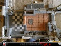 Costruzione 193: Il cucinino (1) - camino e lavabo in marmo
